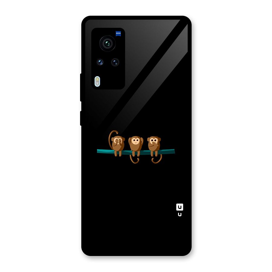 Three Cute Monkeys Glass Back Case for Vivo X60 Pro