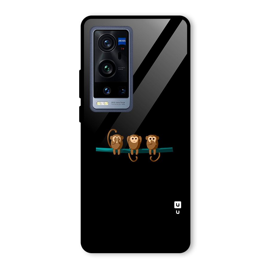 Three Cute Monkeys Glass Back Case for Vivo X60 Pro Plus