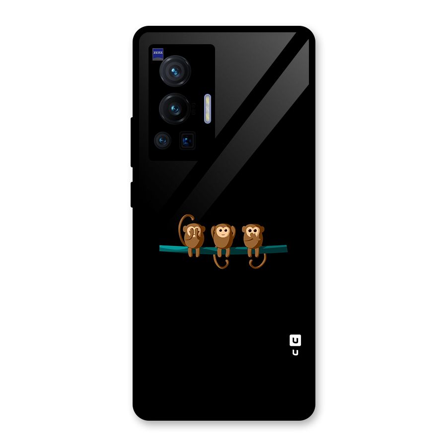 Three Cute Monkeys Glass Back Case for Vivo X70 Pro
