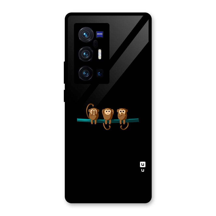 Three Cute Monkeys Glass Back Case for Vivo X70 Pro Plus