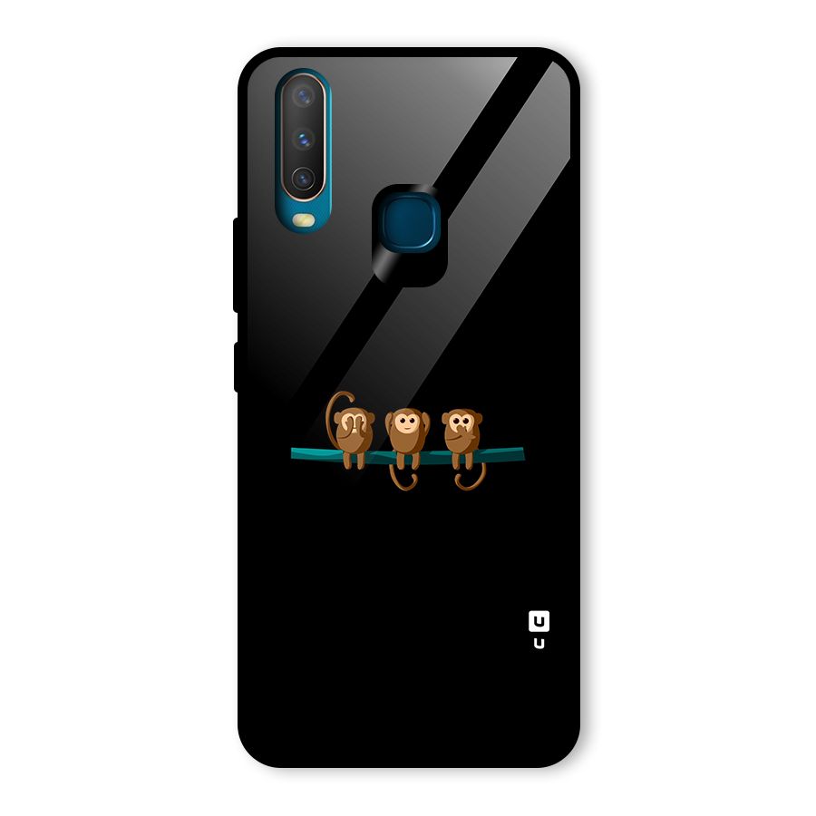 Three Cute Monkeys Glass Back Case for Vivo Y15