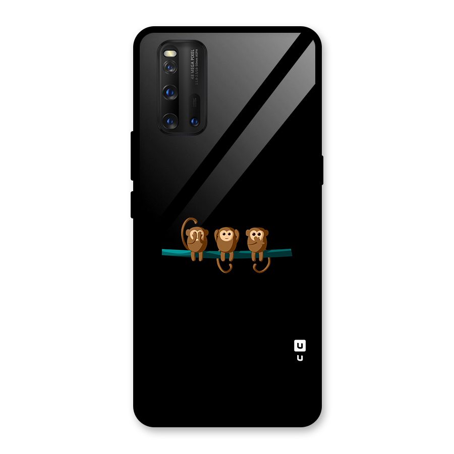 Three Cute Monkeys Glass Back Case for Vivo iQOO 3