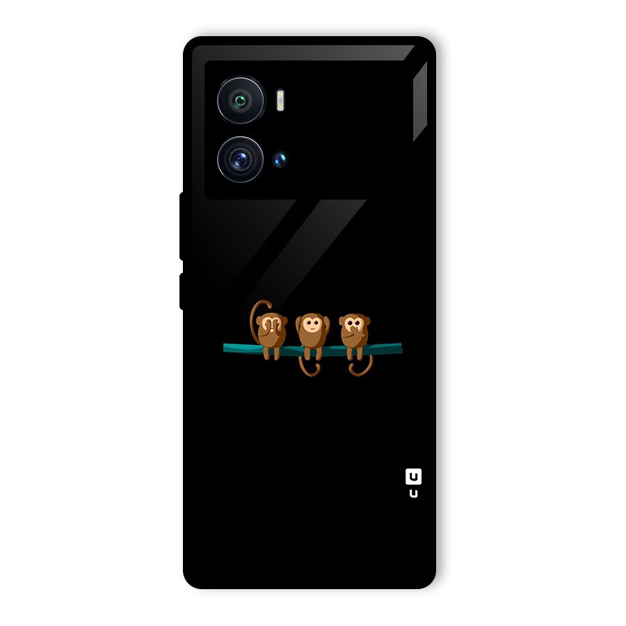 Three Cute Monkeys Glass Back Case for Vivo iQOO 9 Pro