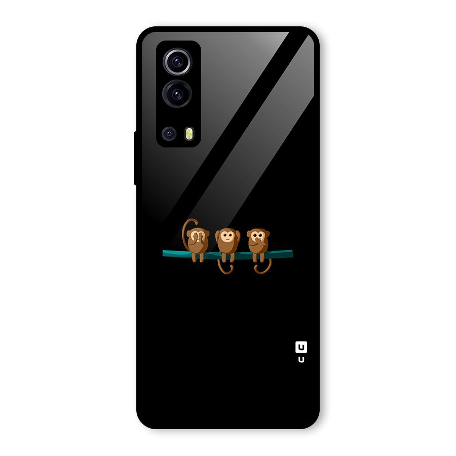 Three Cute Monkeys Glass Back Case for Vivo iQOO Z3