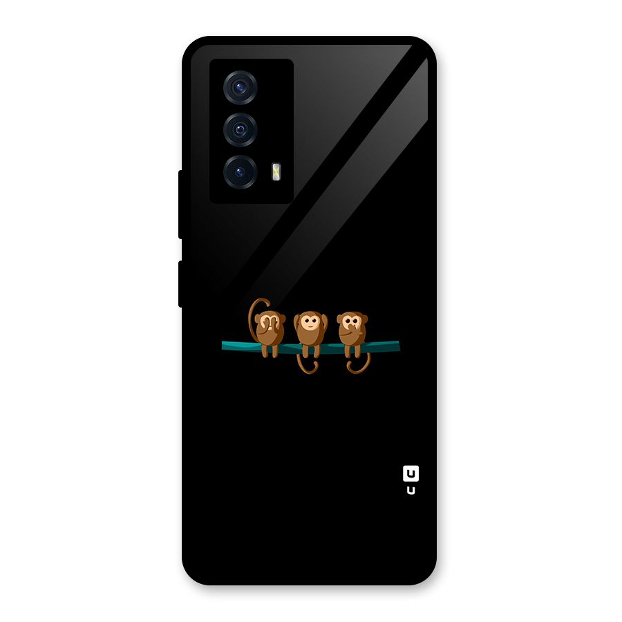 Three Cute Monkeys Glass Back Case for Vivo iQOO Z5