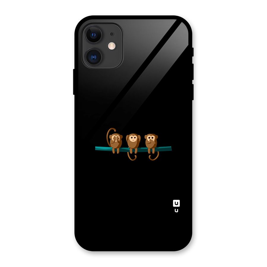 Three Cute Monkeys Glass Back Case for iPhone 11
