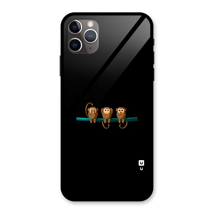 Three Cute Monkeys Glass Back Case for iPhone 11 Pro Max