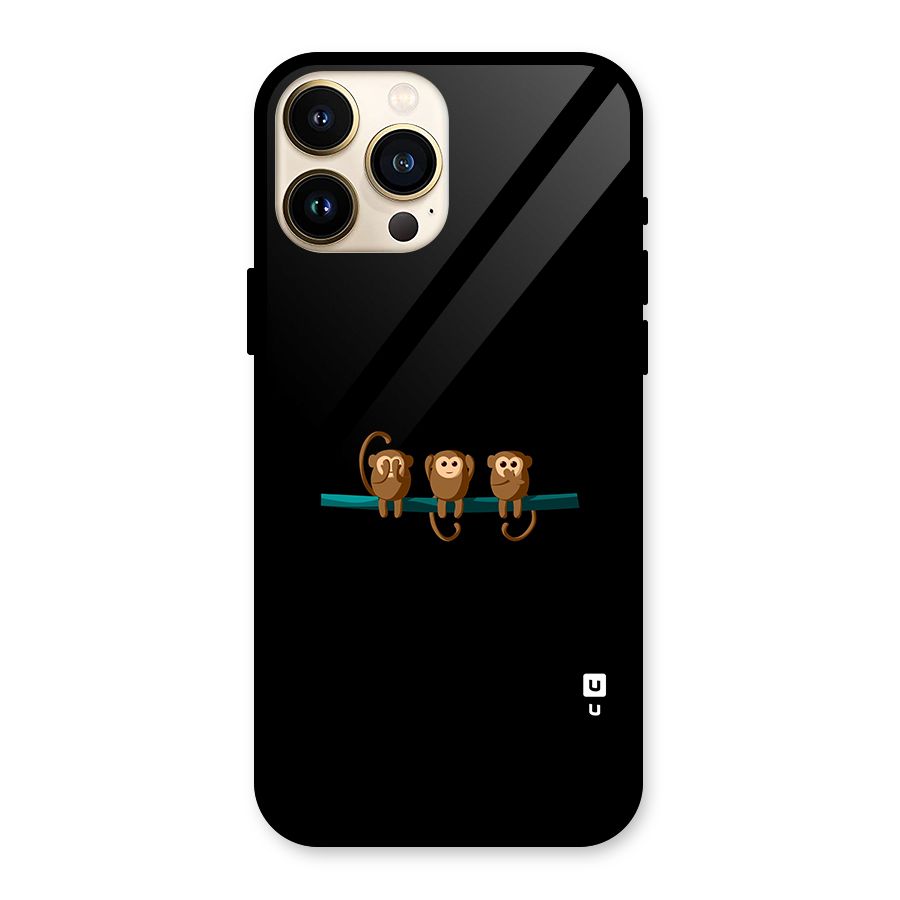 Three Cute Monkeys Glass Back Case for iPhone 13 Pro Max
