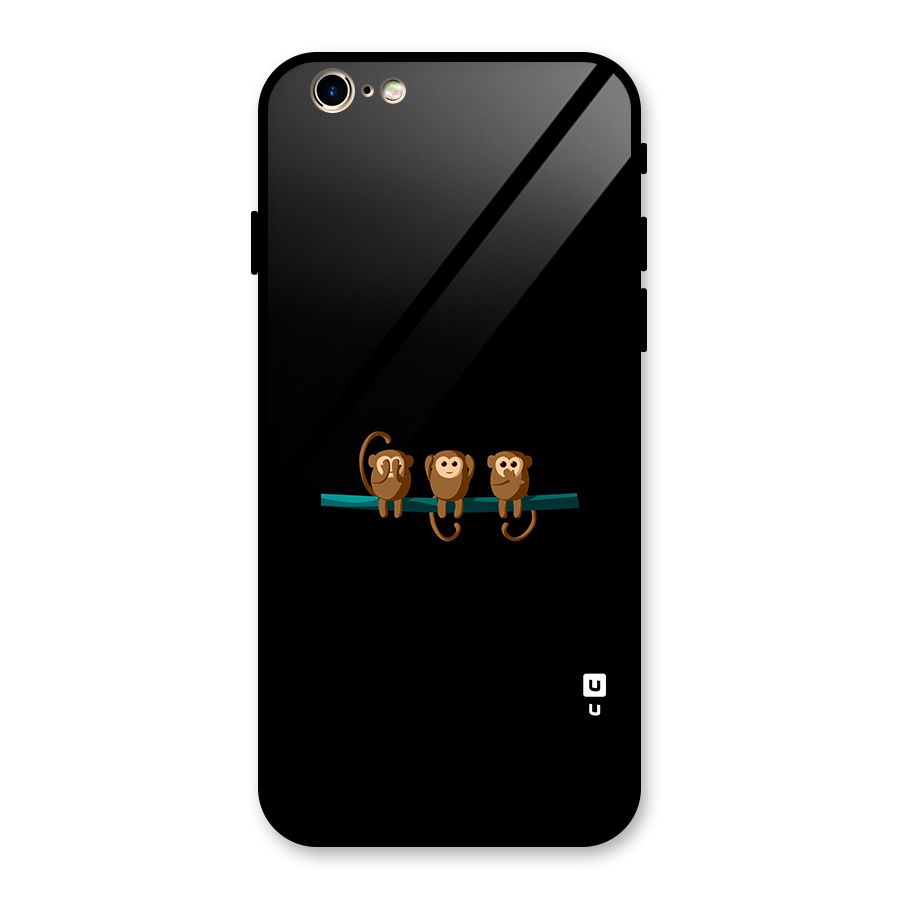 Three Cute Monkeys Glass Back Case for iPhone 6 6S