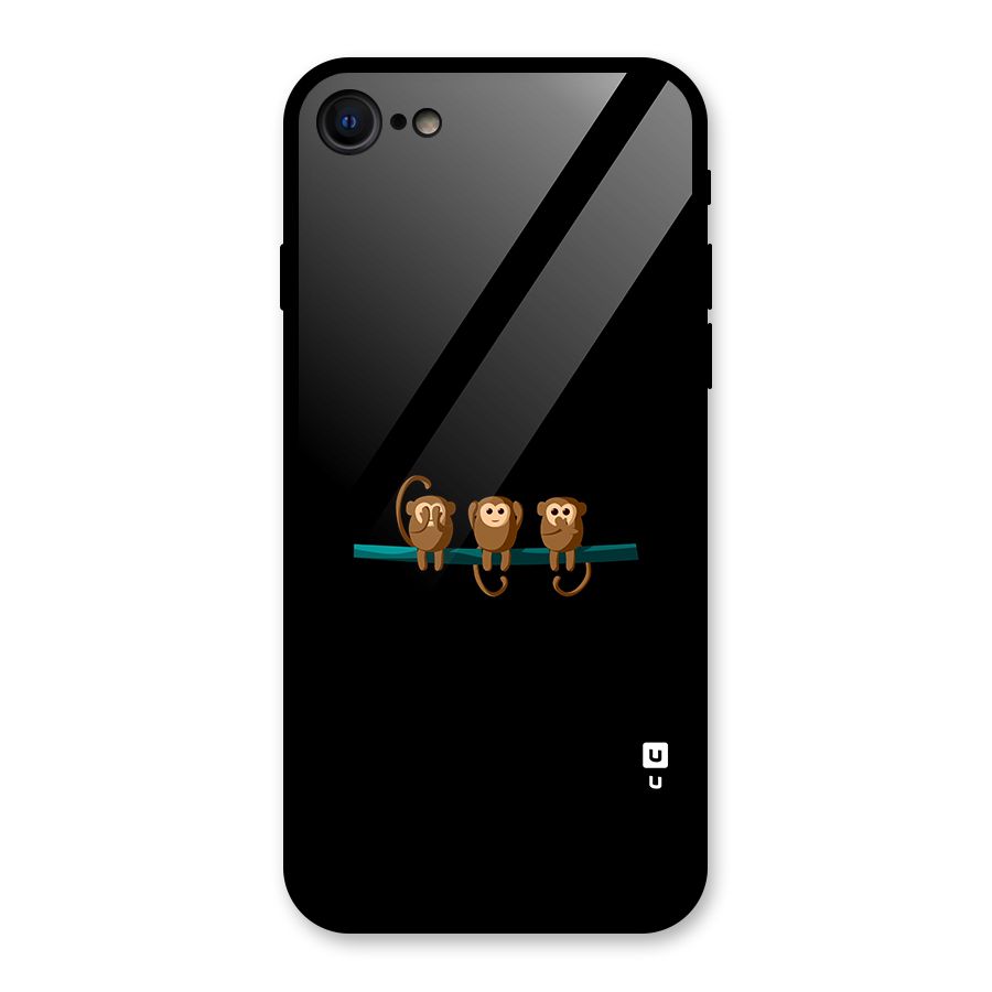 Three Cute Monkeys Glass Back Case for iPhone 8