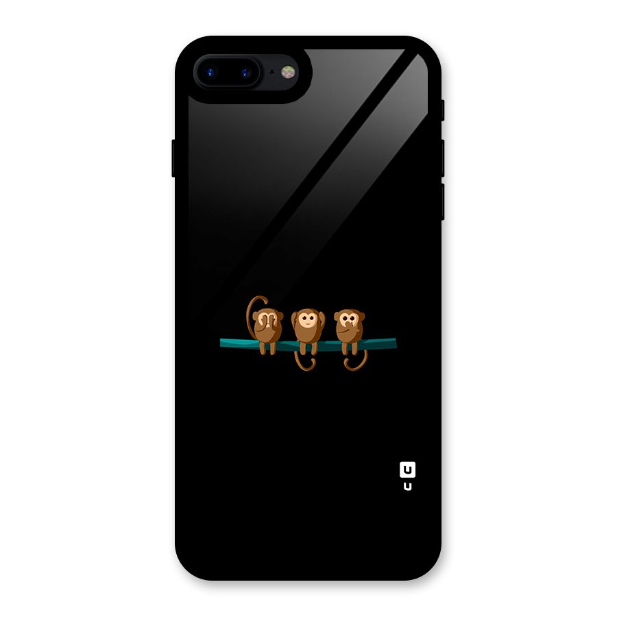Three Cute Monkeys Glass Back Case for iPhone 8 Plus