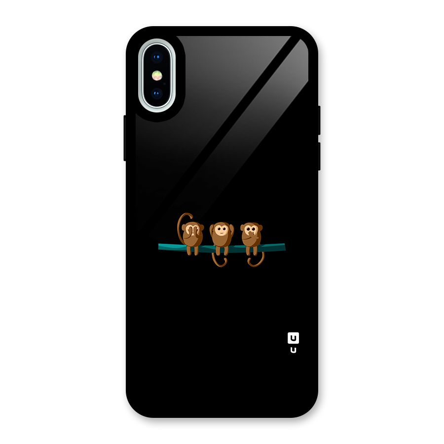 Three Cute Monkeys Glass Back Case for iPhone XS