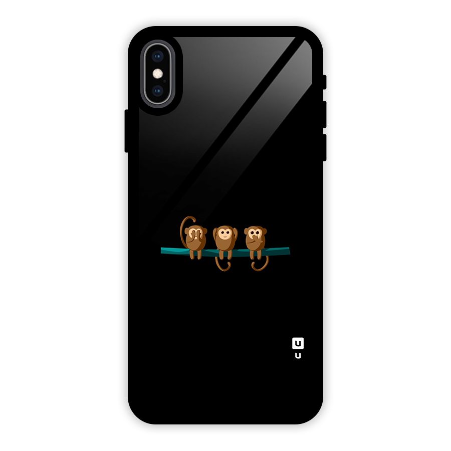 Three Cute Monkeys Glass Back Case for iPhone XS Max