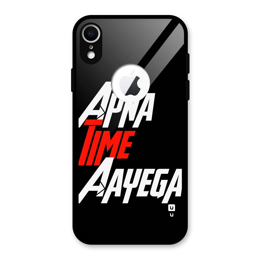 Time Aayega Glass Back Case for iPhone XR Logo Cut