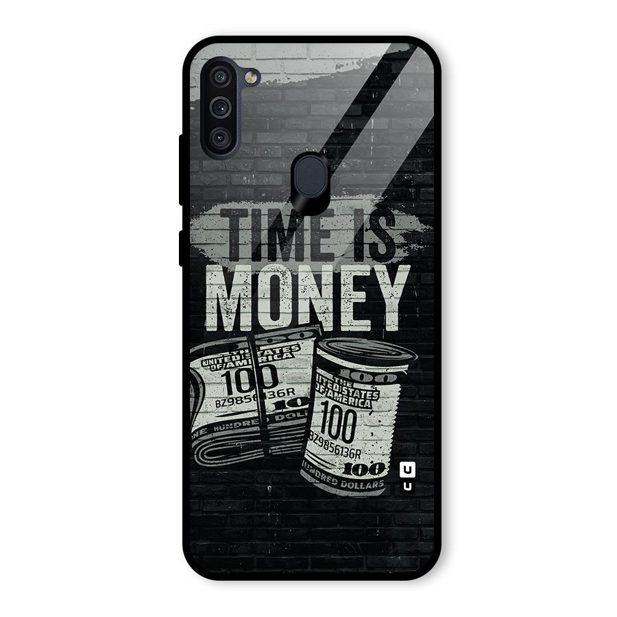 Time Is Money Glass Back Case for Galaxy M11