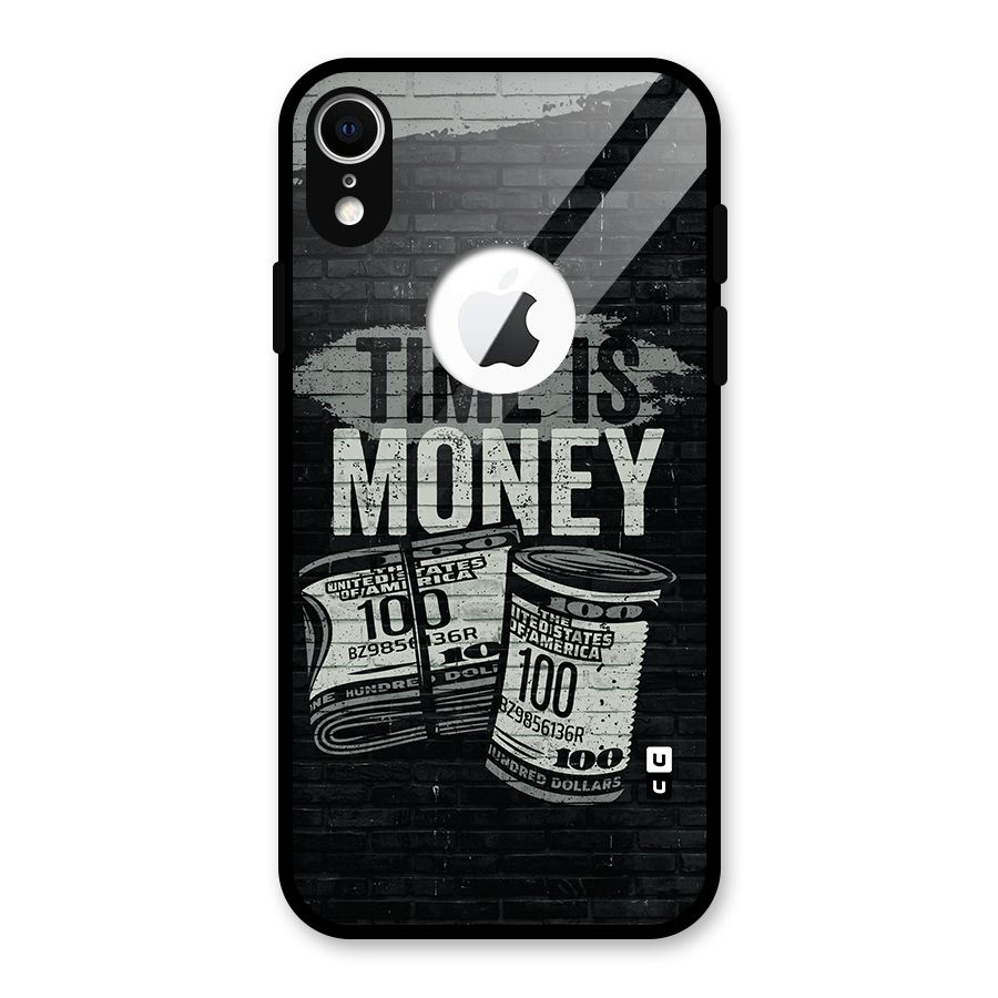 Time Is Money Glass Back Case for iPhone XR Logo Cut
