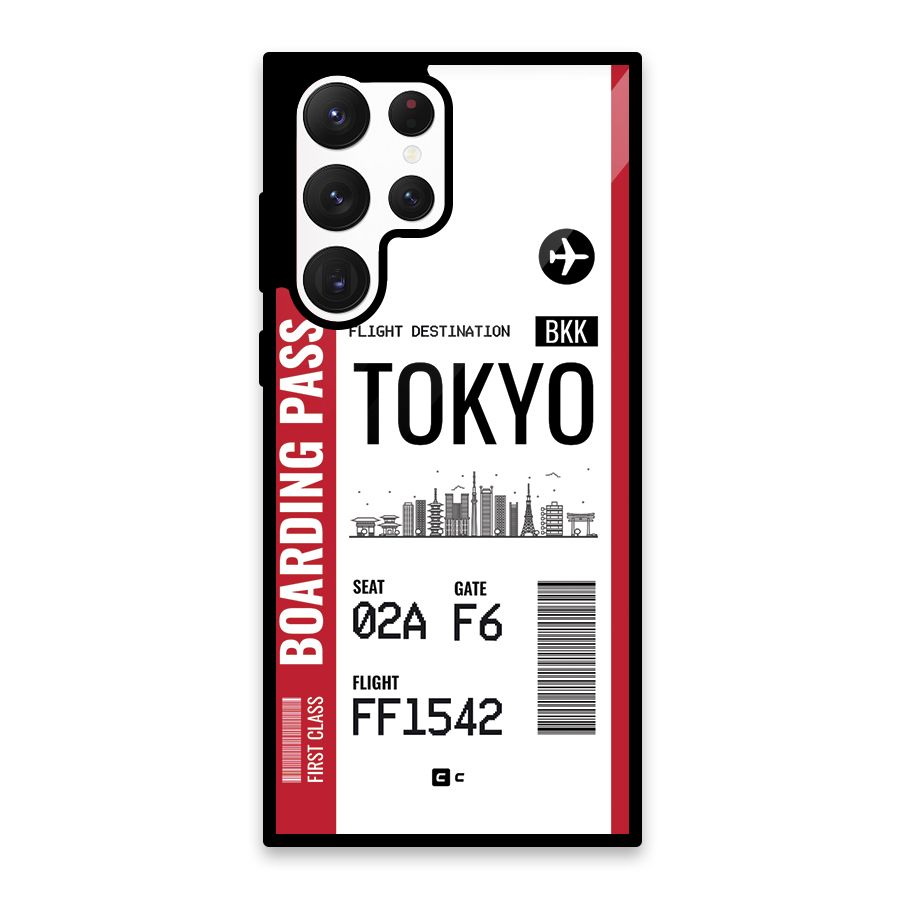 Tokyo Boarding Pass Glass Back Case for Galaxy S22 Ultra 5G