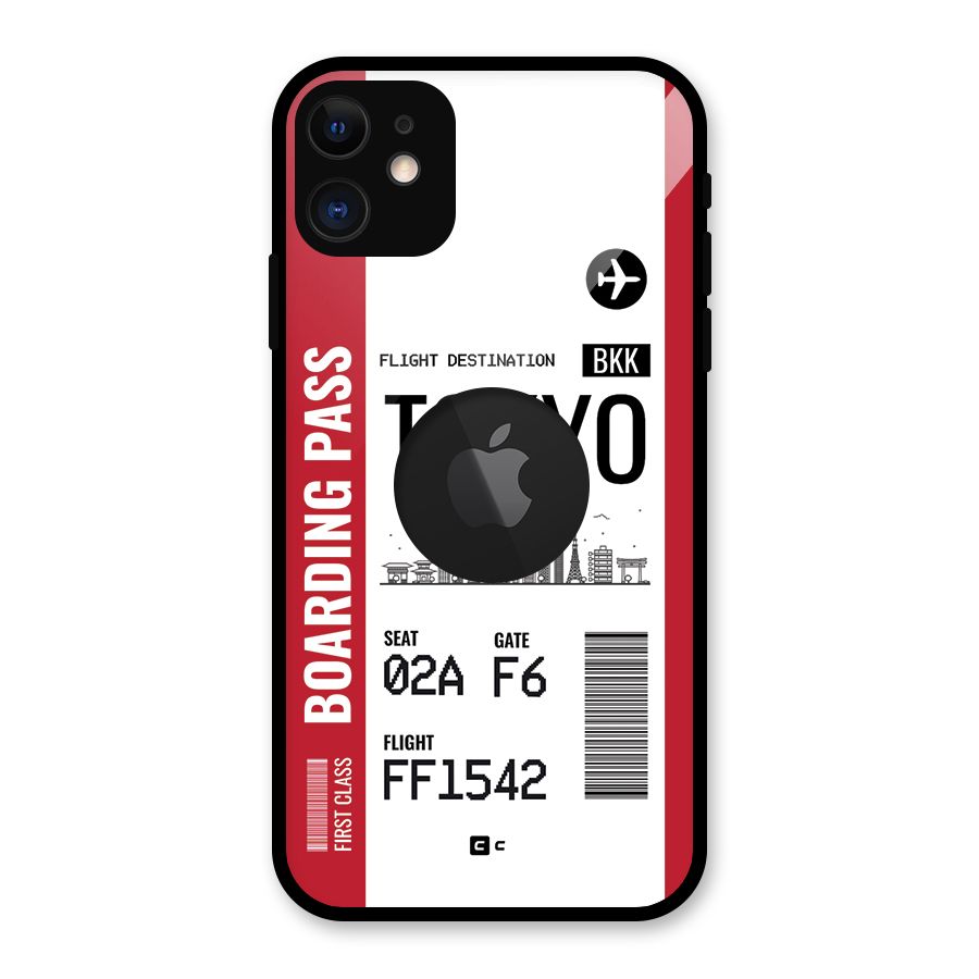Tokyo Boarding Pass Glass Back Case for iPhone 11 Logo Cut