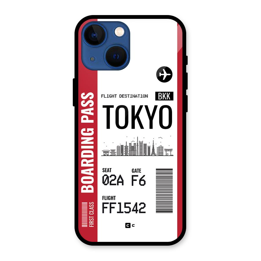 Tokyo Boarding Pass Glass Back Case for iPhone 13 Mini