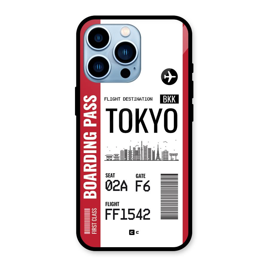 Tokyo Boarding Pass Glass Back Case for iPhone 13 Pro