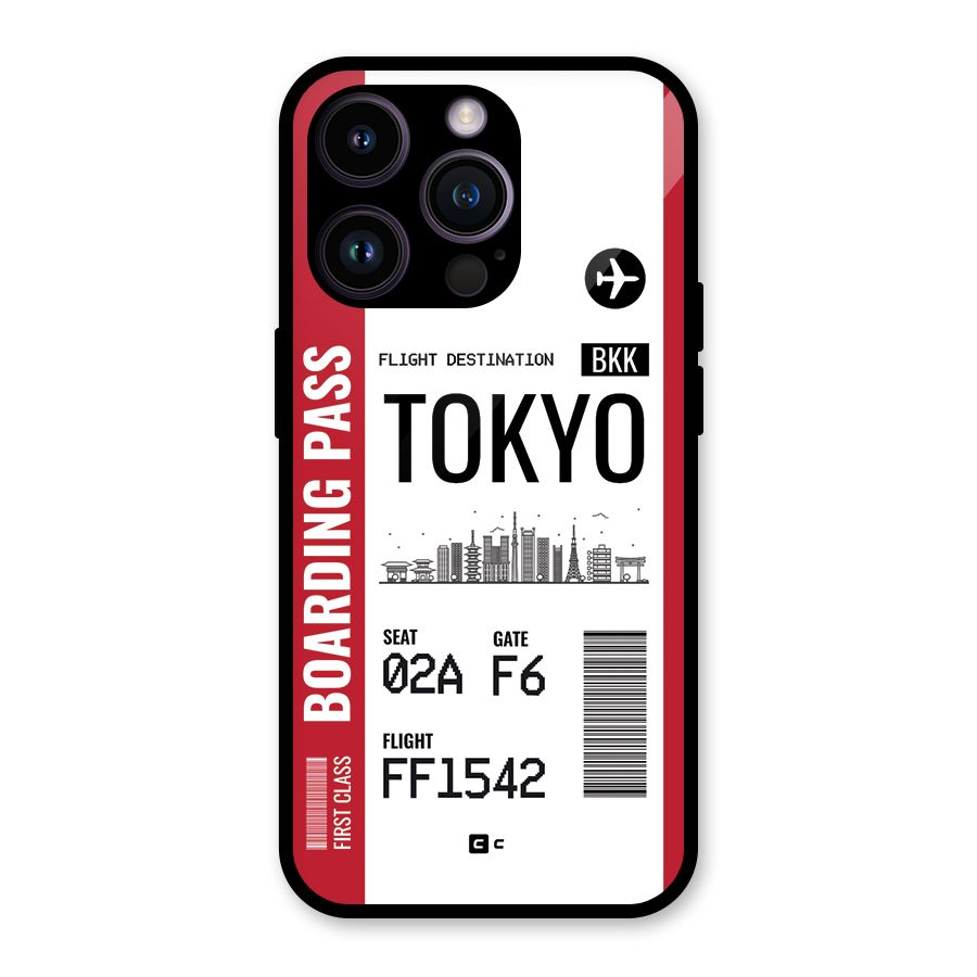 Tokyo Boarding Pass Glass Back Case for iPhone 14 Pro