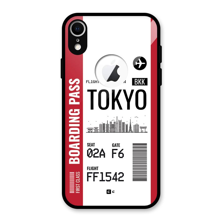 Tokyo Boarding Pass Glass Back Case for iPhone XR Logo Cut