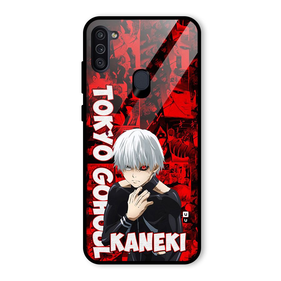 Tokyo Ghuoul Kaneki Glass Back Case for Galaxy M11