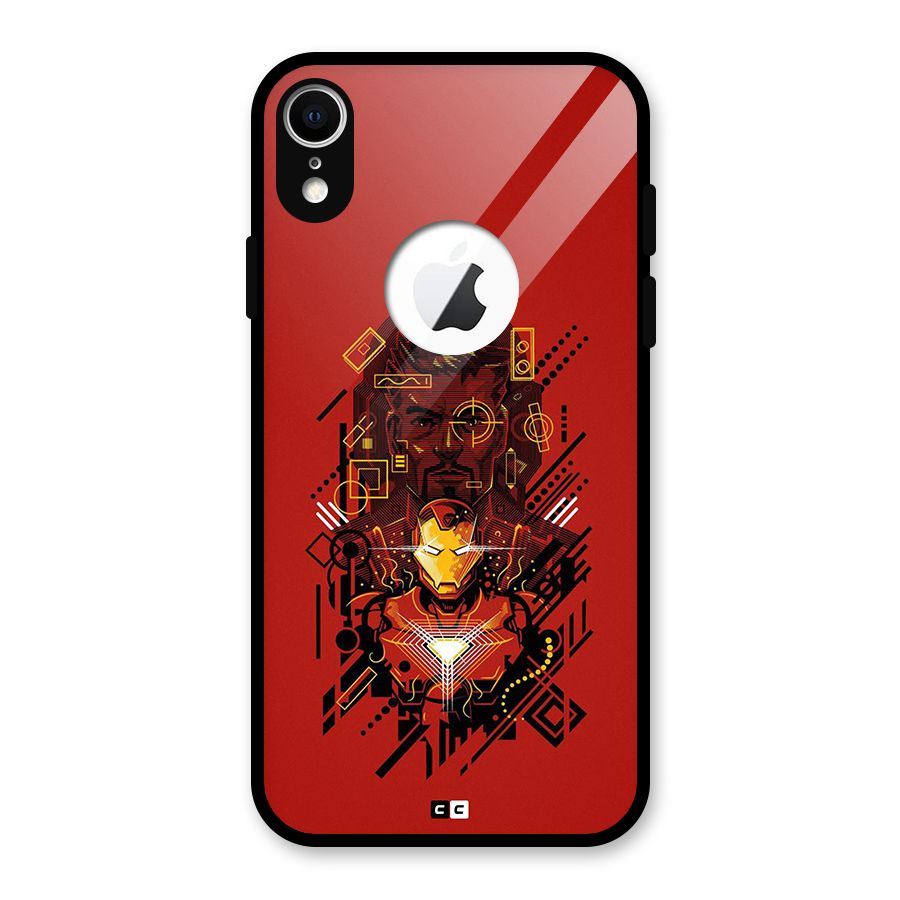 Tony Stark Glass Back Case for iPhone XR Logo Cut