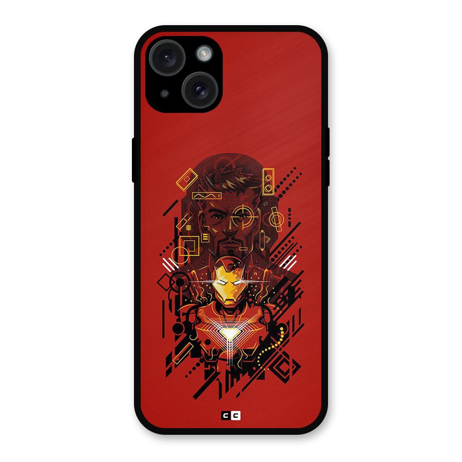 Tony Stark Metal Back Case for iPhone 15 Plus