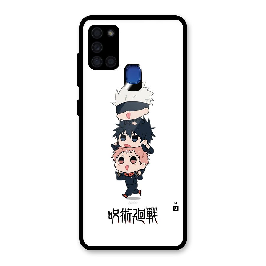 Top Gojo Squad Glass Back Case for Galaxy A21s