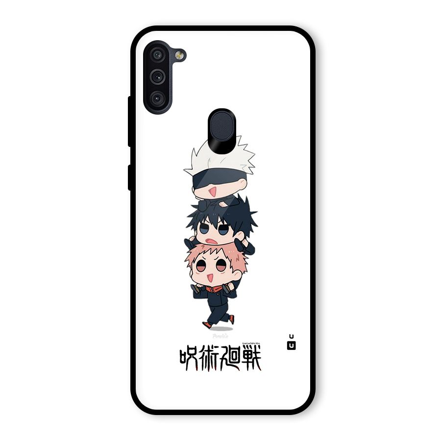Top Gojo Squad Glass Back Case for Galaxy M11