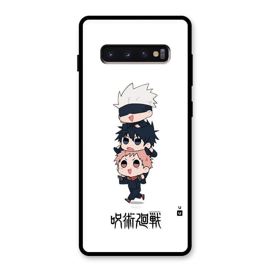 Top Gojo Squad Glass Back Case for Galaxy S10 Plus