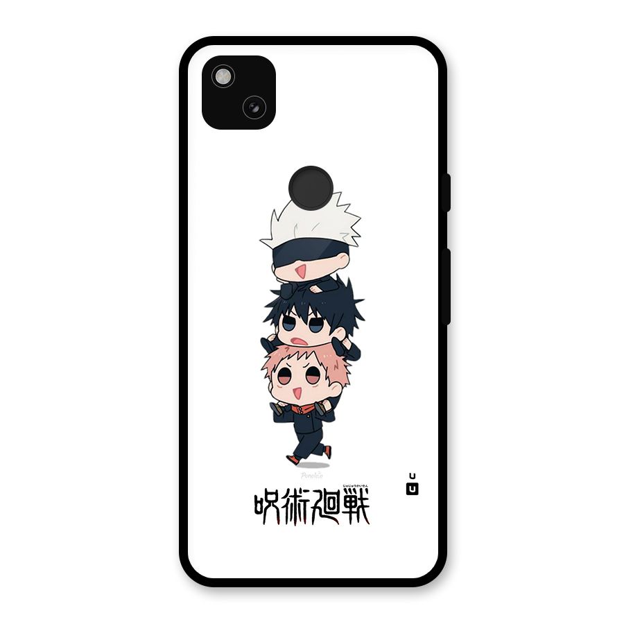 Top Gojo Squad Glass Back Case for Google Pixel 4a