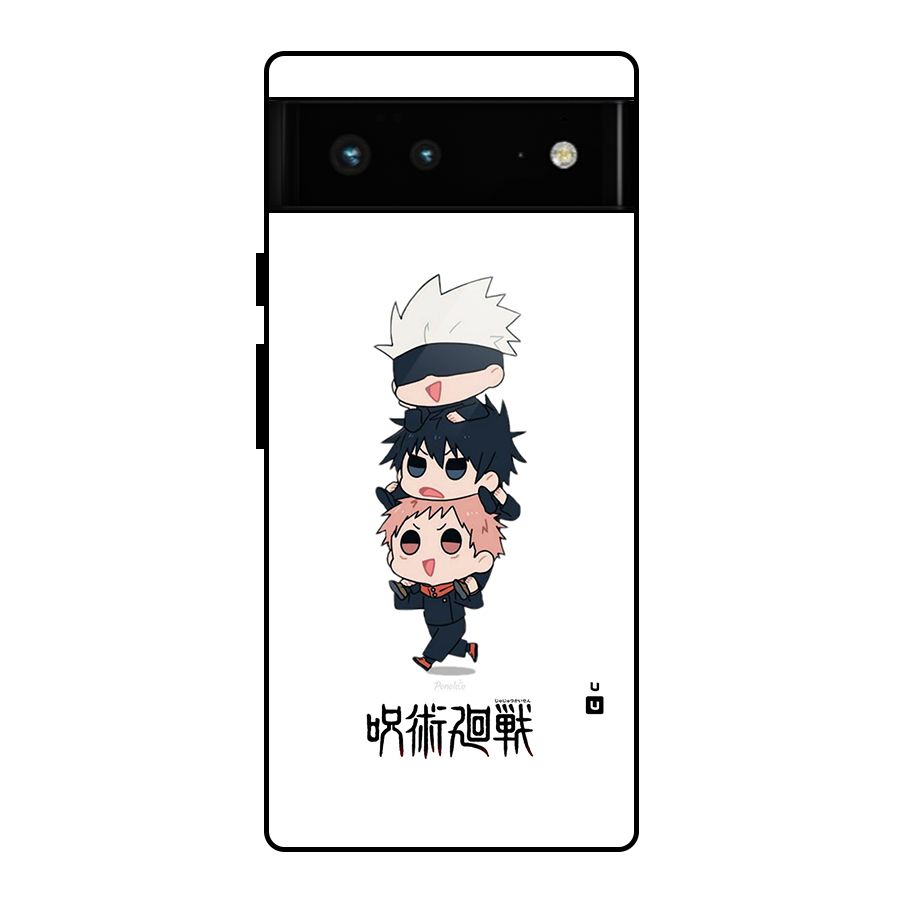 Top Gojo Squad Glass Back Case for Google Pixel 6