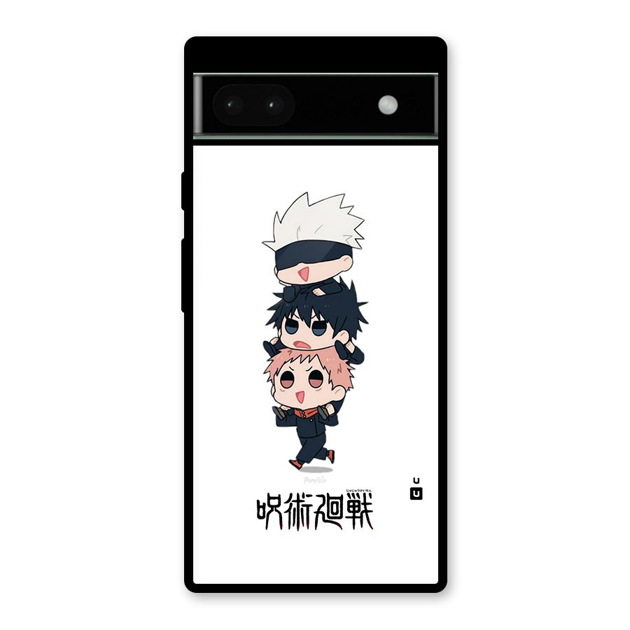 Top Gojo Squad Glass Back Case for Google Pixel 6a