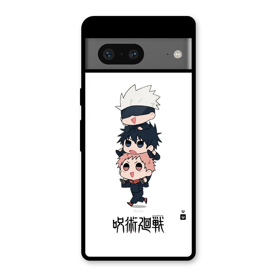 Top Gojo Squad Glass Back Case for Google Pixel 7