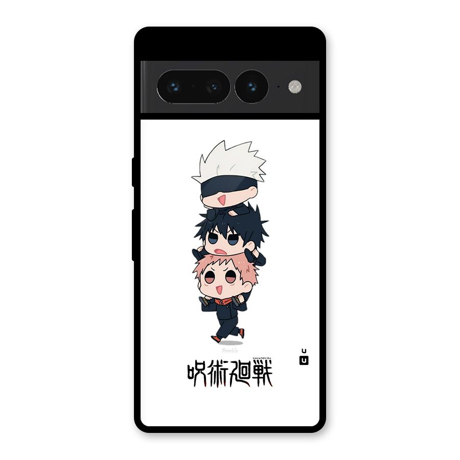 Top Gojo Squad Glass Back Case for Google Pixel 7 Pro
