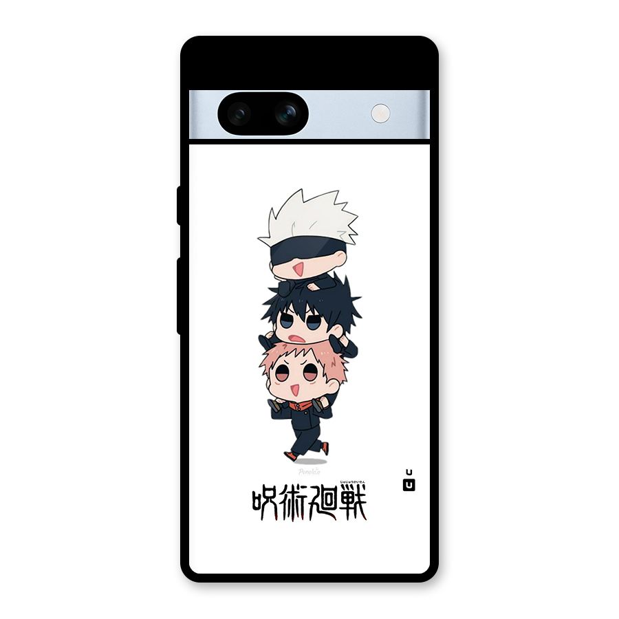 Top Gojo Squad Glass Back Case for Google Pixel 7a