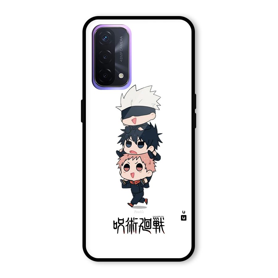 Top Gojo Squad Glass Back Case for Oppo A74 5G