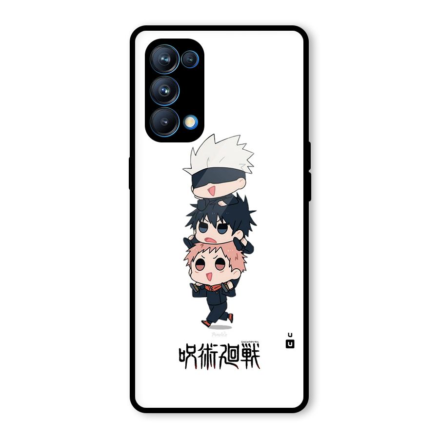 Top Gojo Squad Glass Back Case for Oppo Reno5 Pro 5G