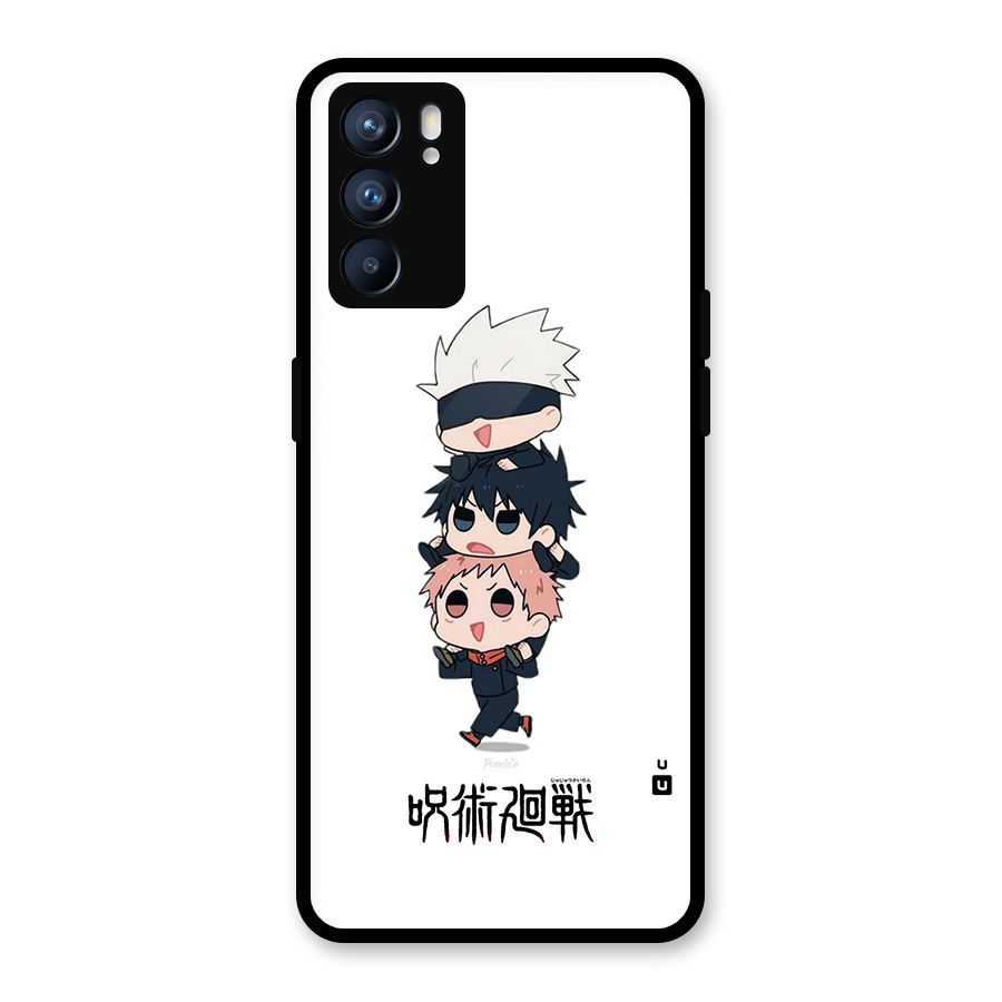 Top Gojo Squad Glass Back Case for Oppo Reno6 5G