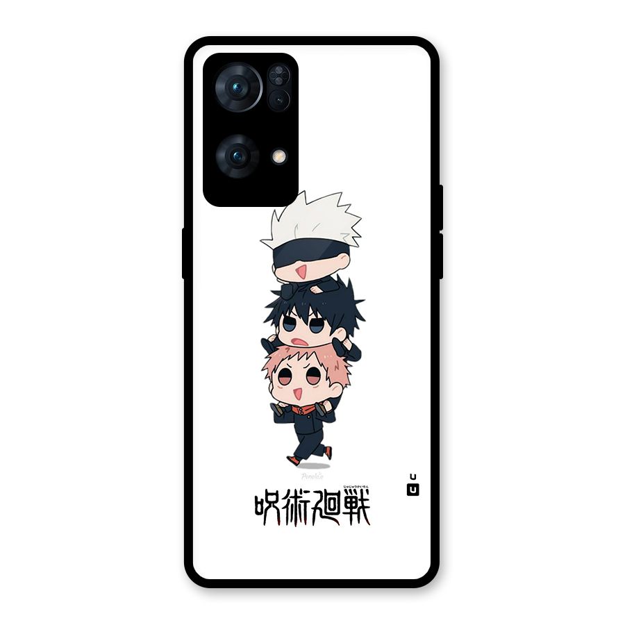 Top Gojo Squad Glass Back Case for Oppo Reno7 Pro 5G