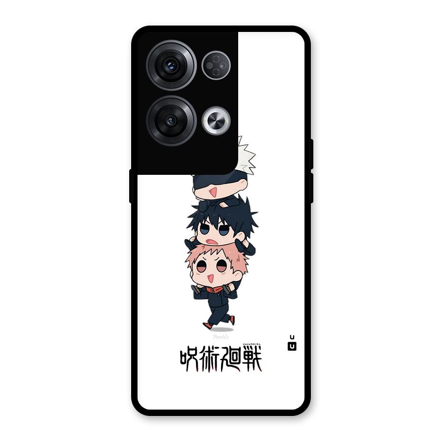 Top Gojo Squad Glass Back Case for Oppo Reno8 Pro 5G