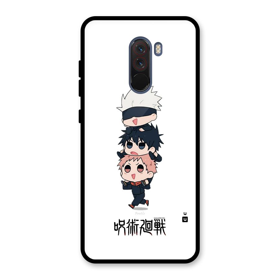 Top Gojo Squad Glass Back Case for Poco F1