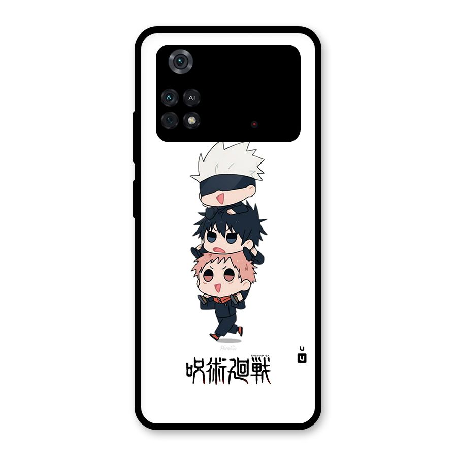 Top Gojo Squad Glass Back Case for Poco M4 Pro 4G