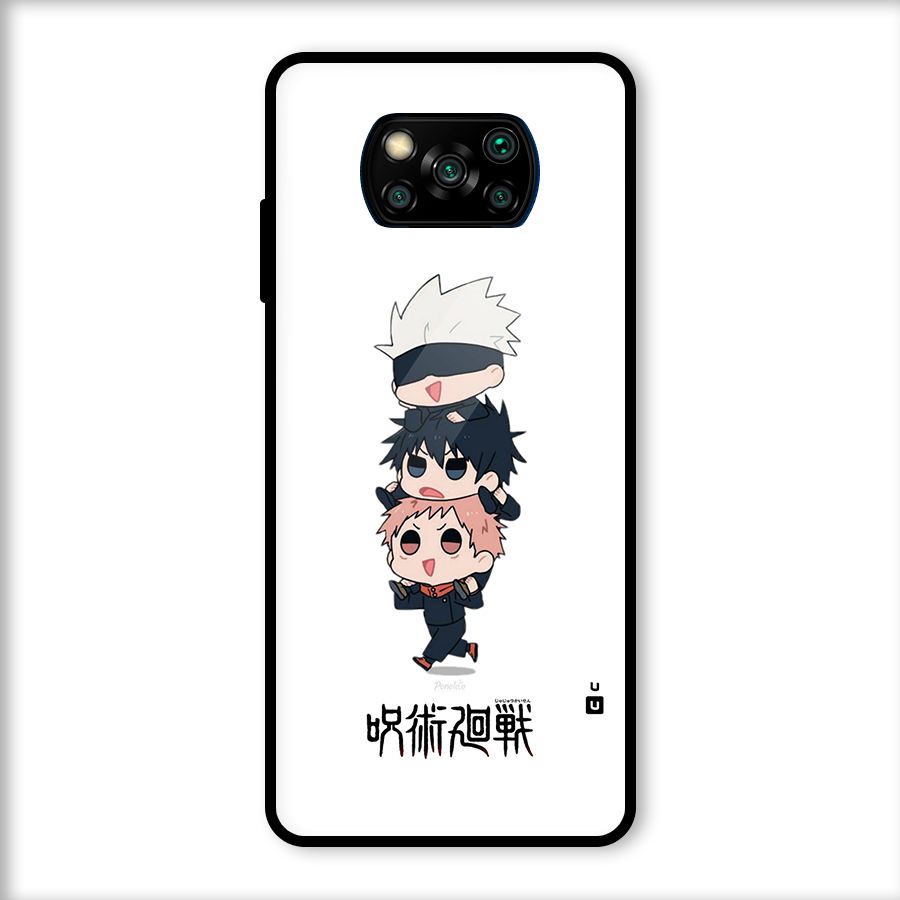 Top Gojo Squad Glass Back Case for Poco X3