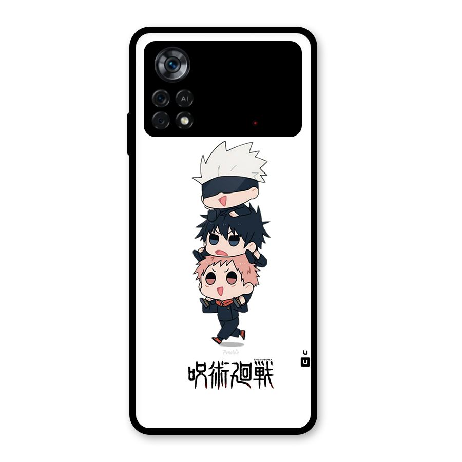 Top Gojo Squad Glass Back Case for Poco X4 Pro 5G