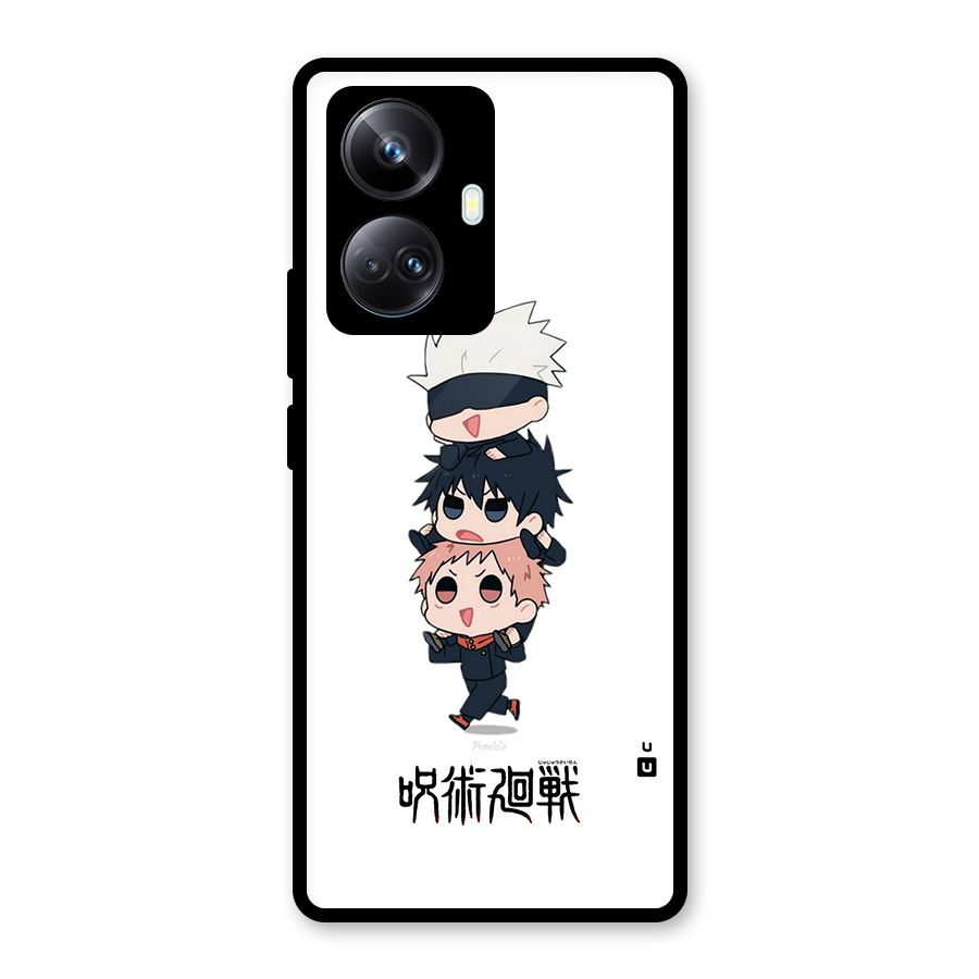 Top Gojo Squad Glass Back Case for Realme 10 Pro Plus