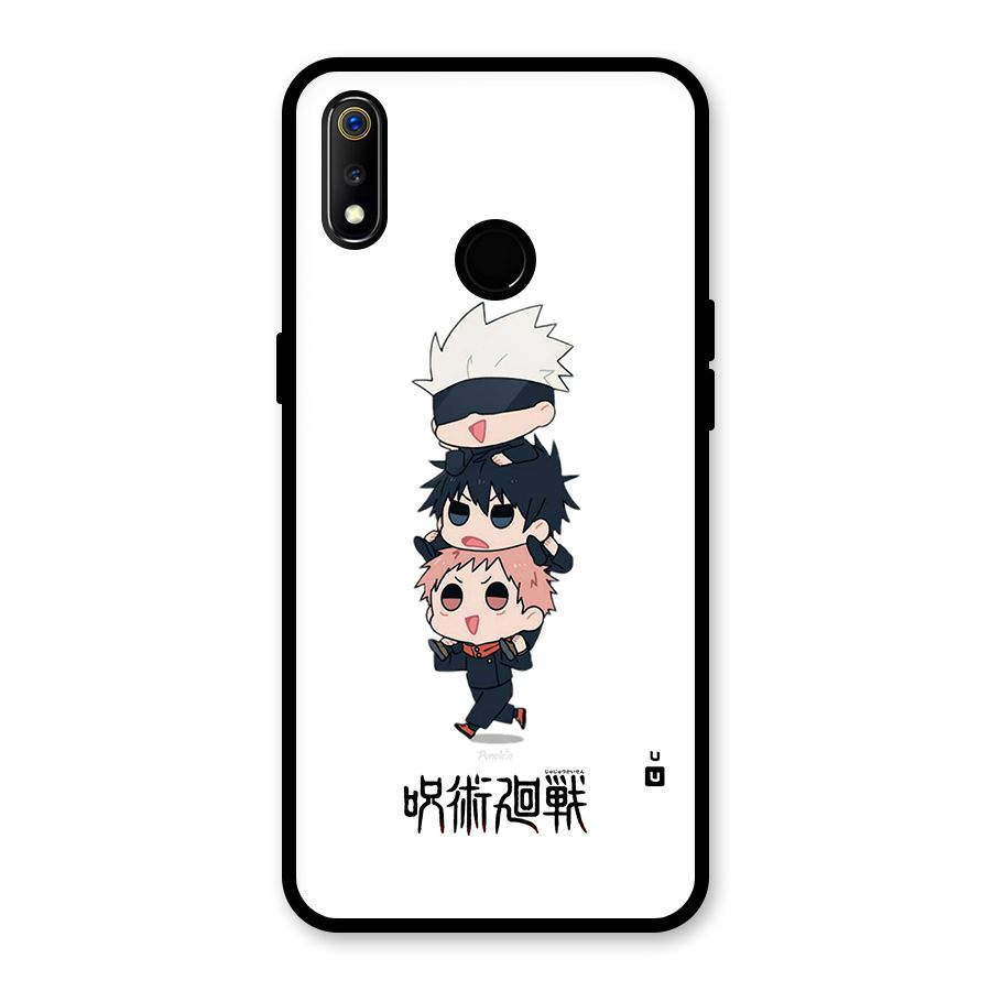 Top Gojo Squad Glass Back Case for Realme 3i