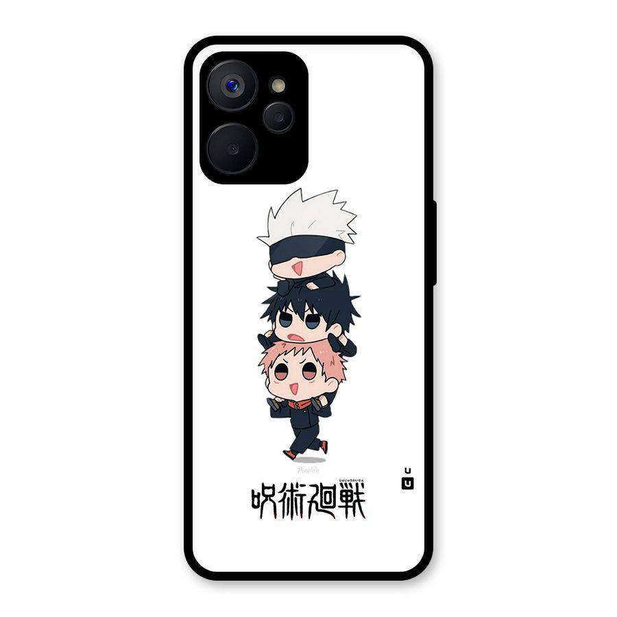 Top Gojo Squad Glass Back Case for Realme 9i 5G